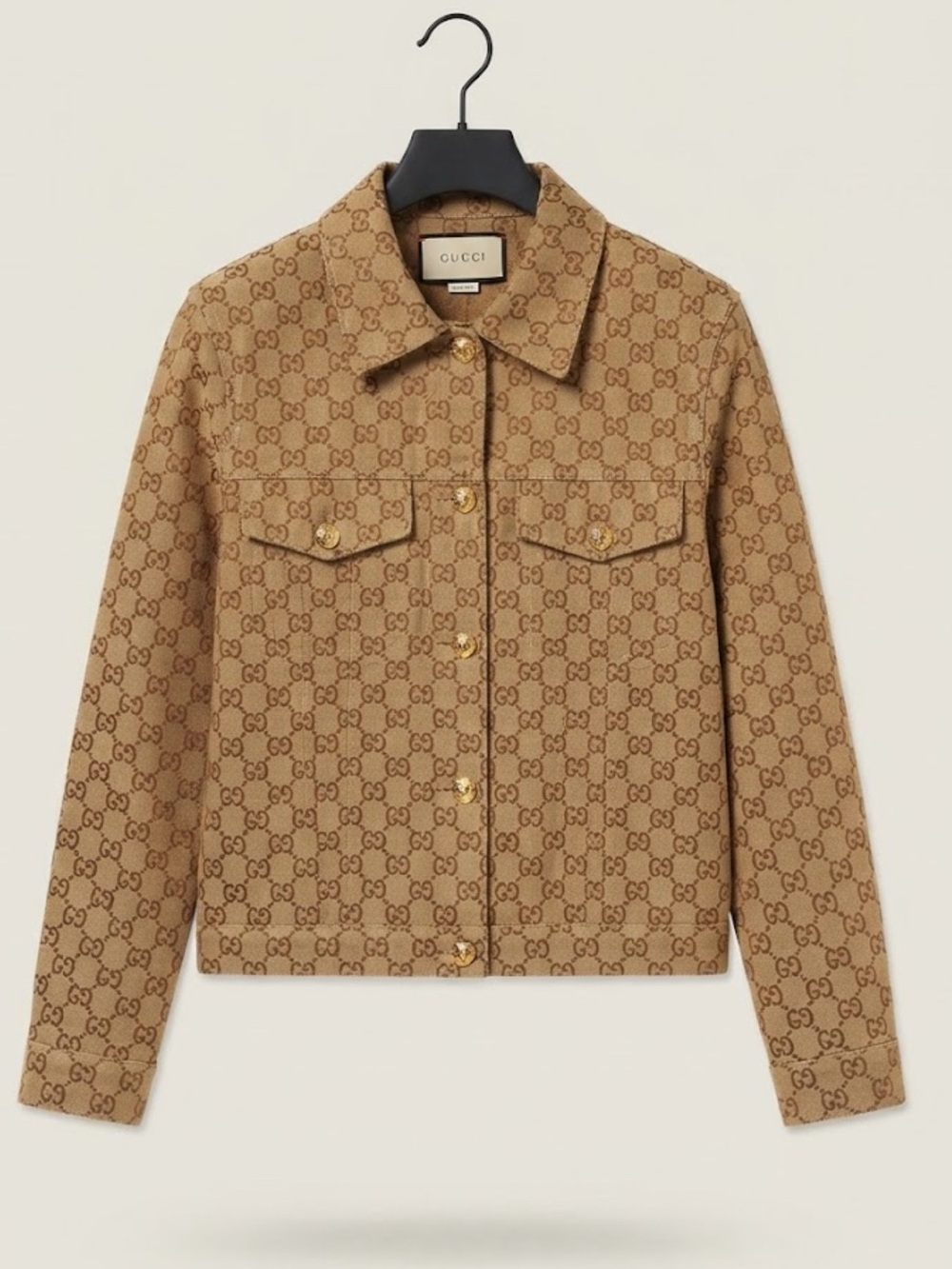 Brand New FASHION Beige GG-Pattern Wool Jacket